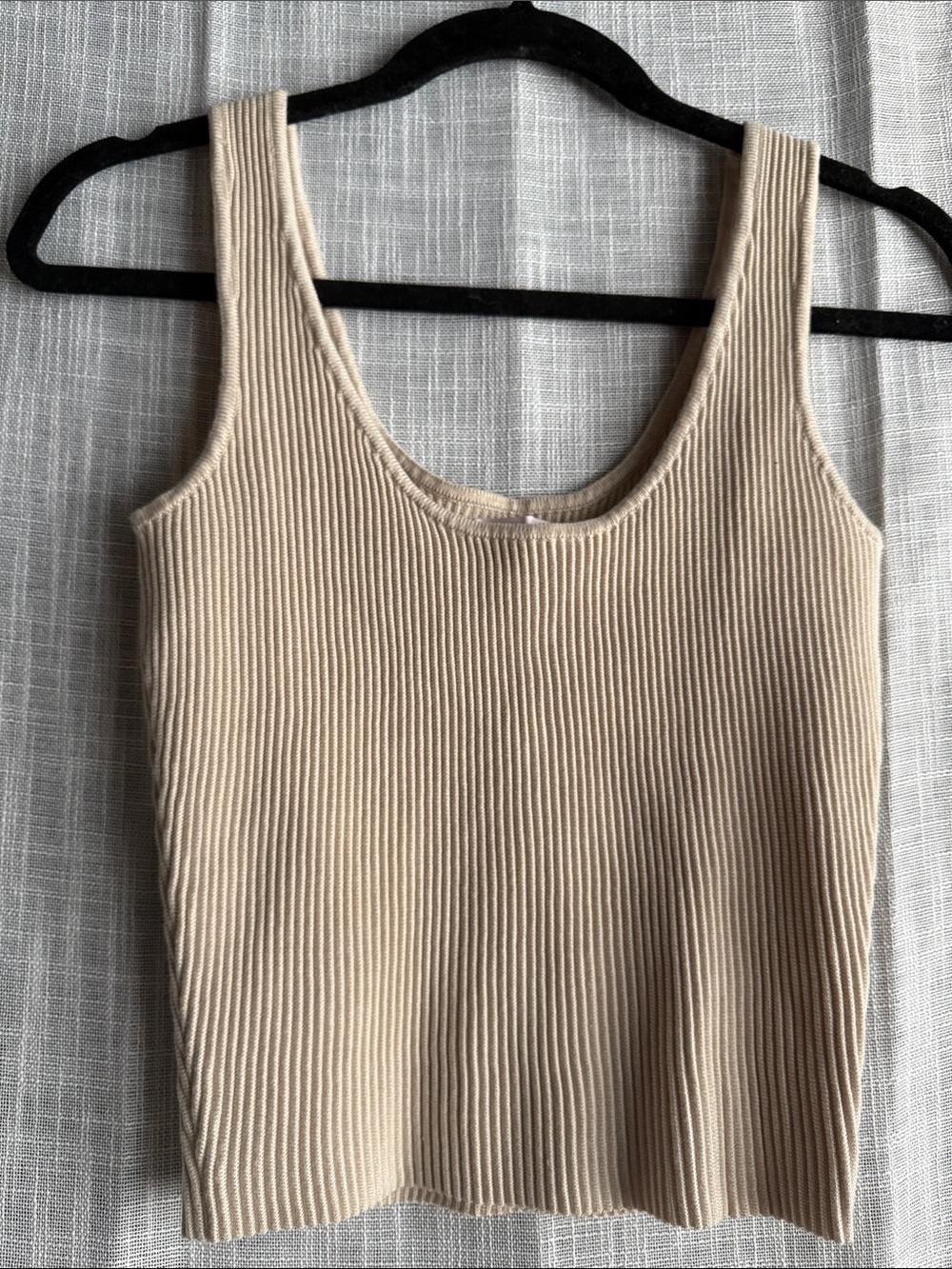 SO Beige Ribbed Tank Top - Scoop Neck